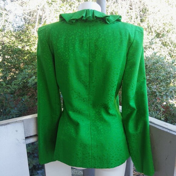 Vintage 80s Saks Fifth Carolina Herrera Avenue Green Blazer Jacket - Picture 2 of 9